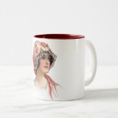  dame in Silk Flowered Bonnet Tweekleurige Koffiemok (Voorkant rechts)