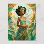 Dame in Surreal World Afro-Amerikaanse Kunst Briefkaart (Voorkant)