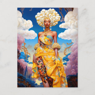 Dame in Surreal World Afro-Amerikaanse Kunst Briefkaart