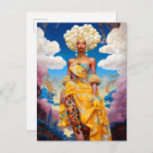 Dame in Surreal World Afro-Amerikaanse Kunst Briefkaart (Voorkant / Achterkant)