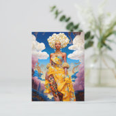 Dame in Surreal World Afro-Amerikaanse Kunst Briefkaart (Staand voorkant)