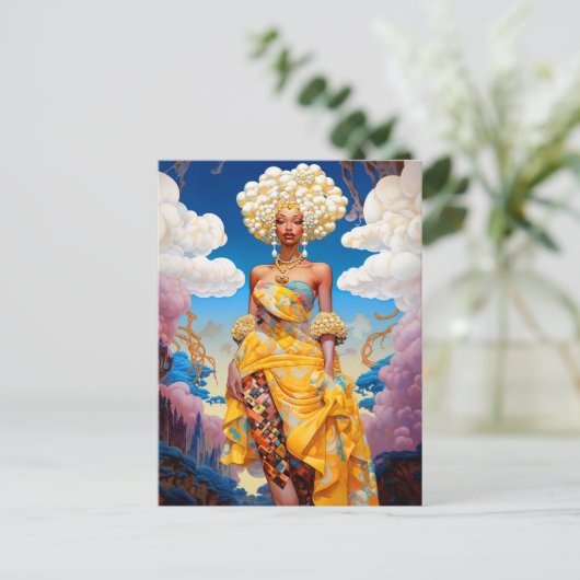 Dame in Surreal World Afro-Amerikaanse Kunst Briefkaart (Staand voorkant)