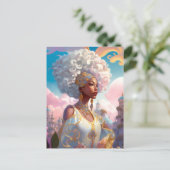 Dame in Surreal World Afro-Amerikaanse Kunst Briefkaart (Staand voorkant)