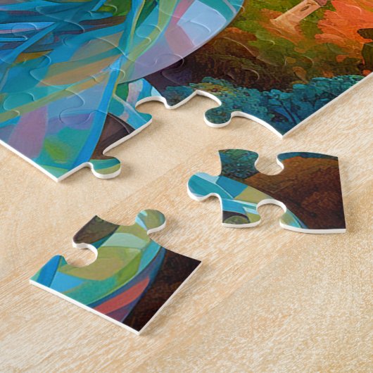 Dame in Surreal World Afro-Amerikaanse Kunst Legpuzzel (Zijkant)