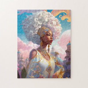 Dame in Surreal World Afro-Amerikaanse Kunst Legpuzzel