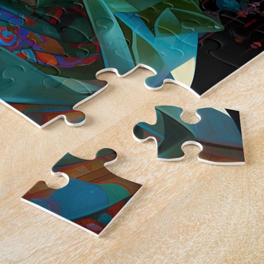 Dame in Surreal World Afro-Amerikaanse Kunst Legpuzzel (Zijkant)