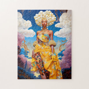 Dame in Surreal World Afro-Amerikaanse Kunst Legpuzzel