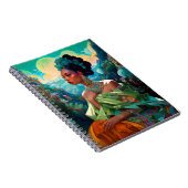 Dame in Surreal World Afro-Amerikaanse Kunst Notitieboek (Rechterzijde)