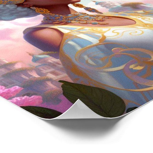 Dame in Surreal World Afro-Amerikaanse Kunst Poster (Hoek)