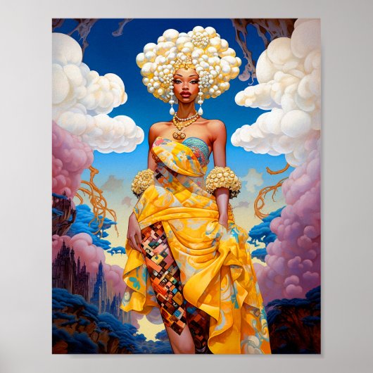 Dame in Surreal World Afro-Amerikaanse Kunst Poster (Voorkant)