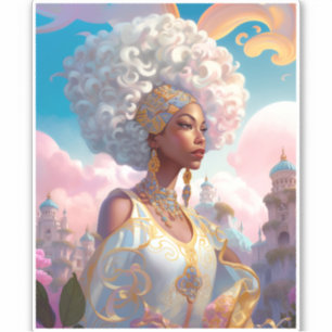 Dame in Surreal World Afro-Amerikaanse Kunst Sticker