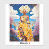 Dame in Surreal World Afro-Amerikaanse Kunst Sticker (Vel)