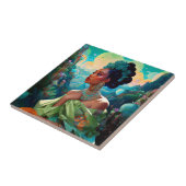 Dame in Surreal World Afro-Amerikaanse Kunst Tegeltje (Zijkant)