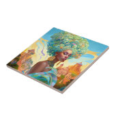 Dame in Surreal World Afro-Amerikaanse Kunst Tegeltje (Zijkant)