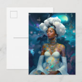 Dame in surrealistische wereld kosmische Afrikaans Briefkaart (Voorkant / Achterkant)