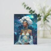 Dame in surrealistische wereld kosmische Afrikaans Briefkaart (Staand voorkant)