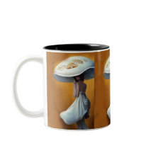 dame in vintage stijl met paddenstoelen