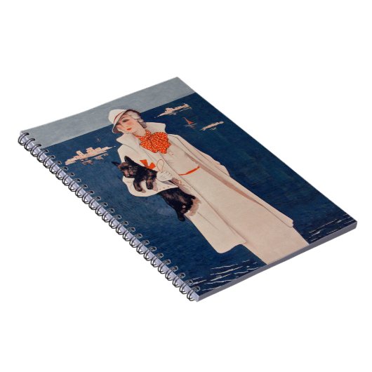  dame in witte Scotty Terrier Dog Ocean Notitieboek (Rechterzijde)