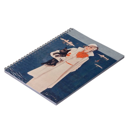  dame in witte Scotty Terrier Dog Ocean Notitieboek (Linkerzijde)