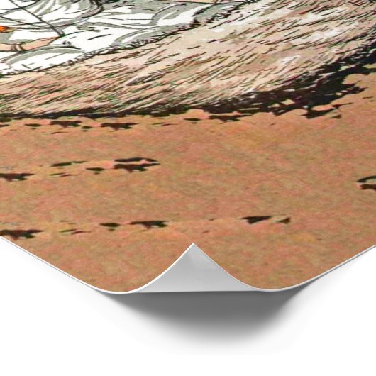  dame in witte vogelnestbladeren poster (Hoek)