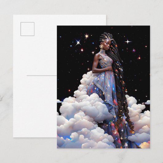 Dame in wolken Afrikaanse Amerikaanse kunst Briefkaart (Voorkant / Achterkant)
