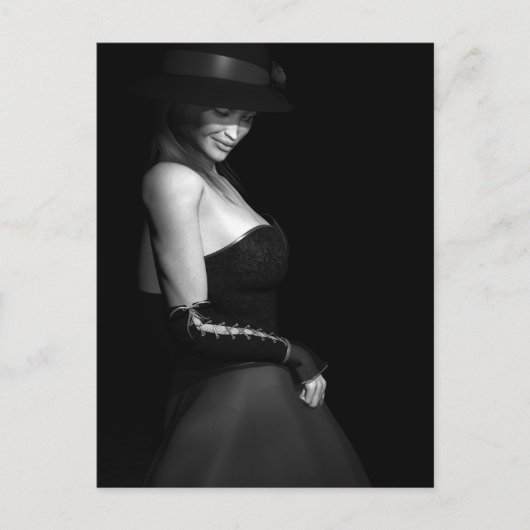 Dame in zwart Briefkaart (Voorkant)