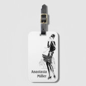  dame in zwart-wit bagagelabel (Voorkant (verticaal))