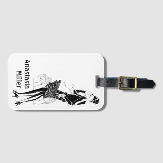  dame in zwart-wit bagagelabel (Voorkant (horizontaal))