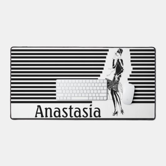  dame in zwart-wit bureaumat (Keyboard & Muis)