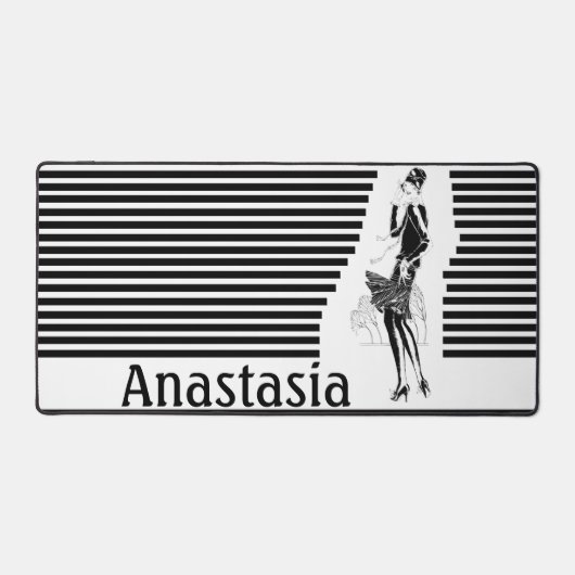 dame in zwart-wit bureaumat (Voorkant)