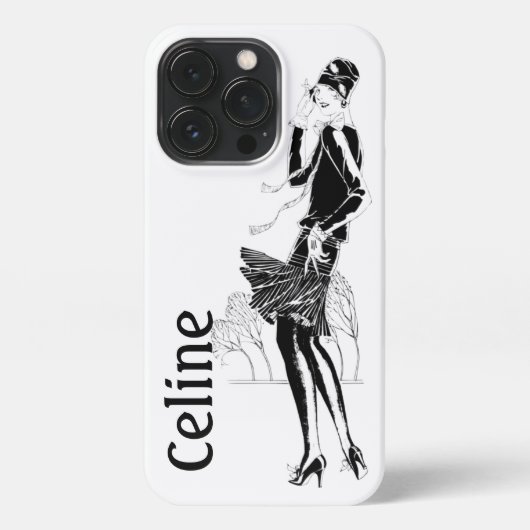 dame in zwart-wit iPhone hoesje (Achterkant)