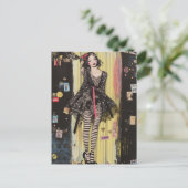 Dame in zwart-wit moderecollage briefkaart (Staand voorkant)