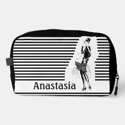 dame in zwart-wit toilettasje (Voorkant)