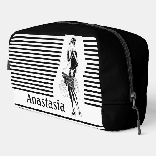  dame in zwart-wit toilettasje (Rechterhoek)