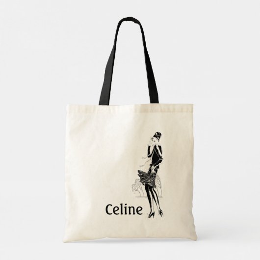 dame in zwart-wit tote bag (Achterkant)