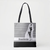 dame in zwart-wit tote bag (Voorkant)
