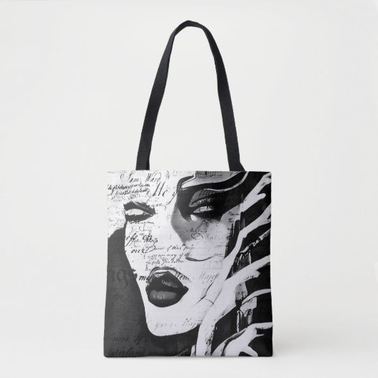 Dame in zwart-wit tote bag (Voorkant)