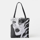Dame in zwart-wit tote bag (Achterkant)