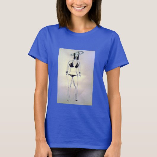 Dame in zwarte bikini t-shirt (Voorkant)