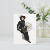 Dame in Zwarte Briefkaart (Staand voorkant)