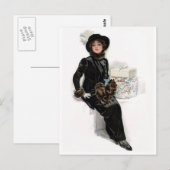 Dame in Zwarte Briefkaart (Voorkant / Achterkant)