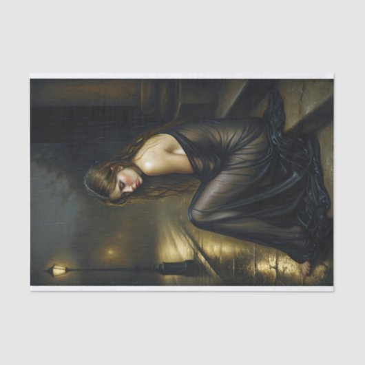 Dame in zwarte gotische Romance Decoupage Tissuepapier (Voorkant)