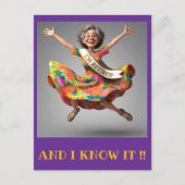 "DAME IS EINDELIJK MET PENSIOEN " BRIEFKAART (Voorkant)