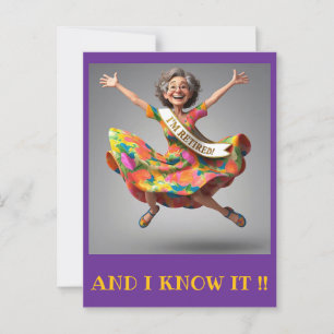 " DAME IS EINDLIJK MET PENSIOEN " BRIEFKAART