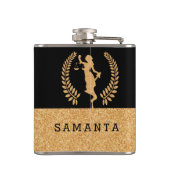 Dame Justice badge black and gold glitter Heupfles (Achterkant)