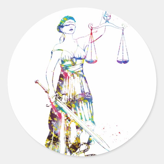 Dame Justitia Ronde Sticker (Voorkant)