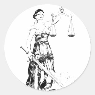 Dame Justitia Ronde Sticker