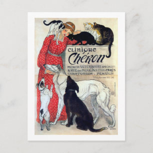 Dame, katten en honden, Alexandre Steinlen Briefkaart