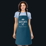 Dame Keuken Chef - Gepersonaliseerd blauw Schort<br><div class="desc">Perfect geschenk voor je moeder,  oma,  zus of een belangrijke dame in je leven die graag koken! Koningin van het KeukenSchort. Eenvoudig te personaliseren!</div>
