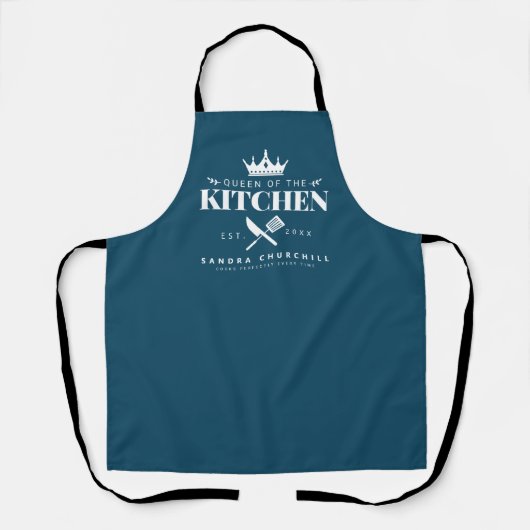 Dame Keuken Chef - Gepersonaliseerd blauw Schort (Voorkant)